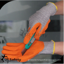 SRSAFETY cheap price/latex coated mesh cutting work glove/hand gloves